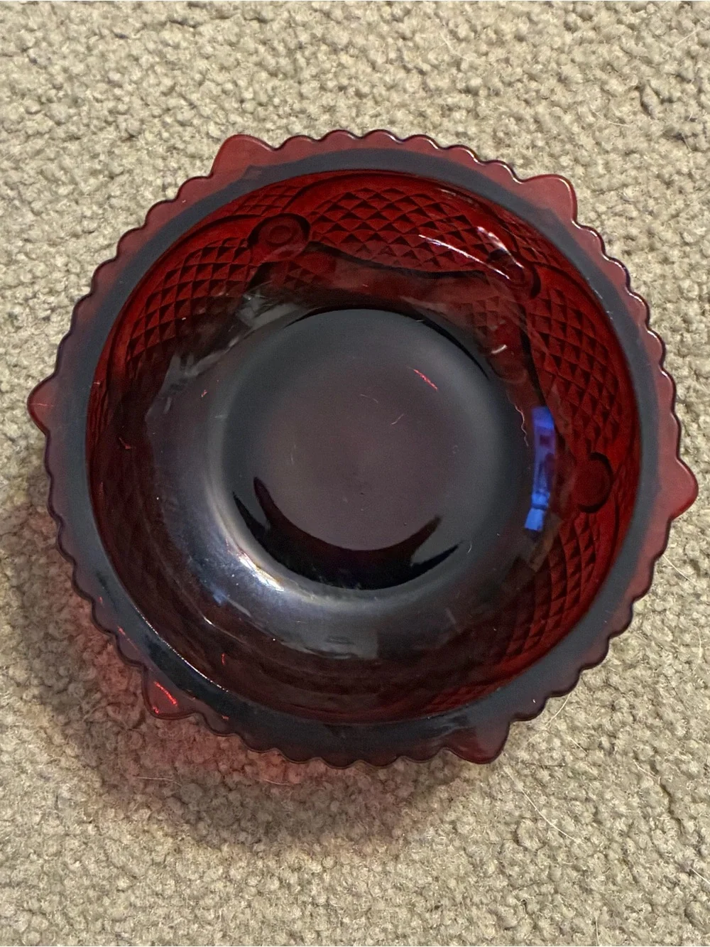 Vintage Avon 1876 Cape Cod Collection dessert bowl dark Red glass 5” Collection